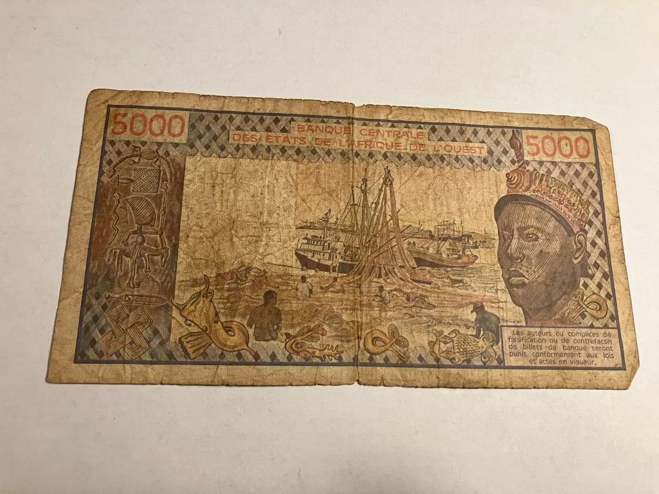 Billede 1 - 5000 Francs West African States - Meget dårlig stand