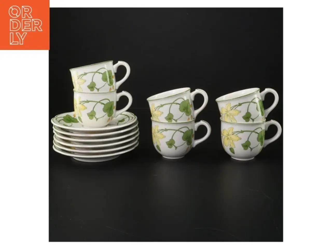 Billede 1 - Kaffekopper med underkopper, blomstermotiv fra Villeroy & Boch (str. Ø. 13,5 cm. h. 6 cm. 7 cm)