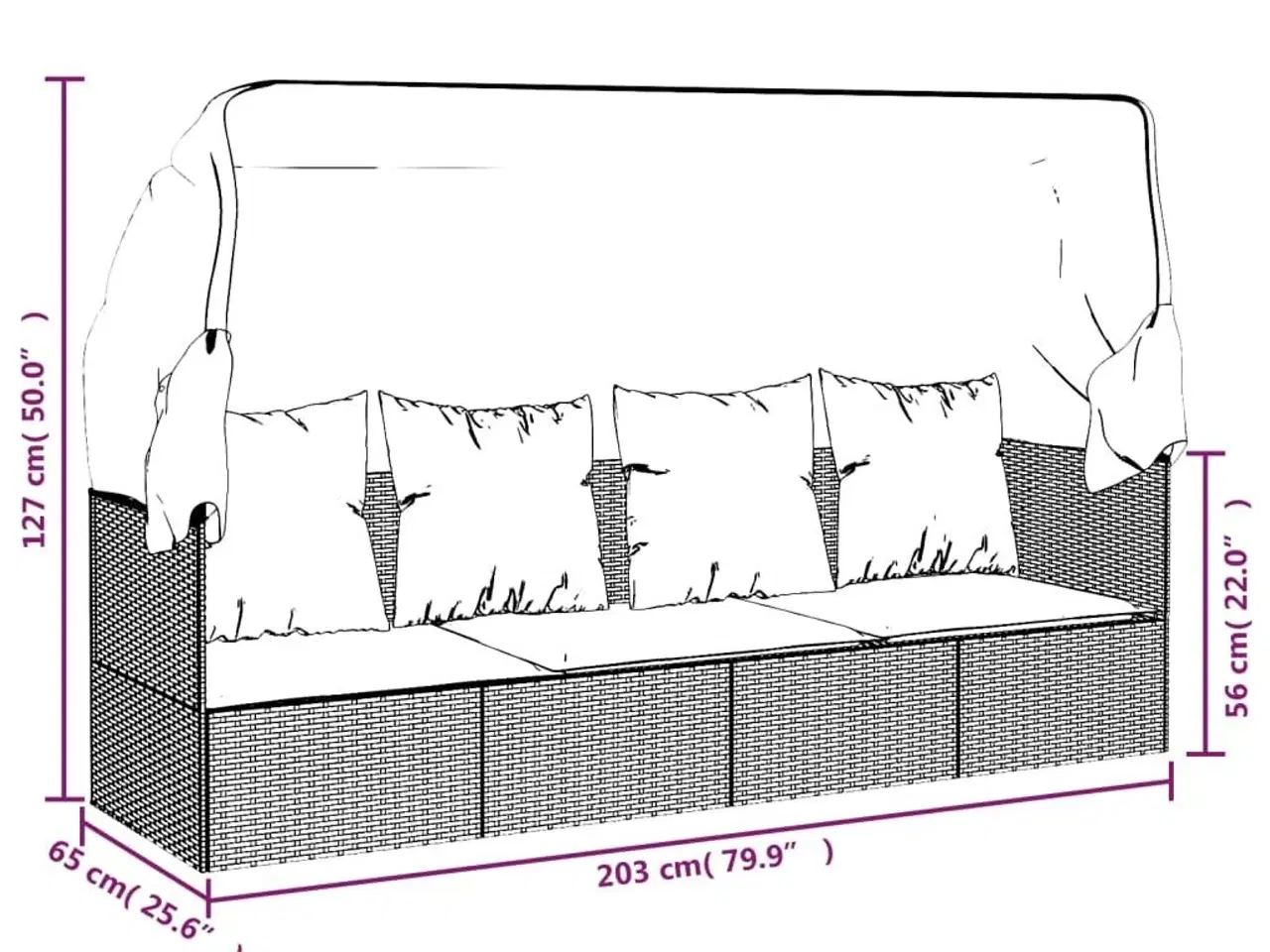 Billede 10 - Udendørs loungesofa med tag og hynder polyrattan Grøn