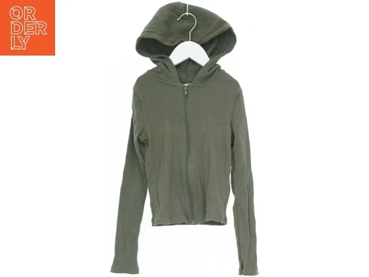 Billede 1 - Ribbet hættetrøje med lynlås fra H&M (str. 140)
