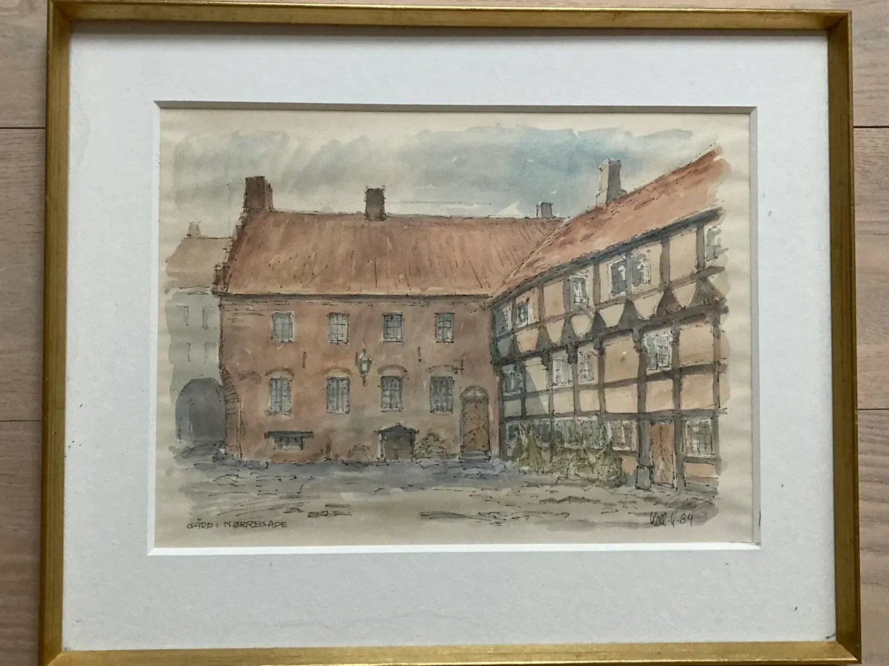 Billede 1 - Org. akvarel Kell Kristensen Odense Nørregade 1984