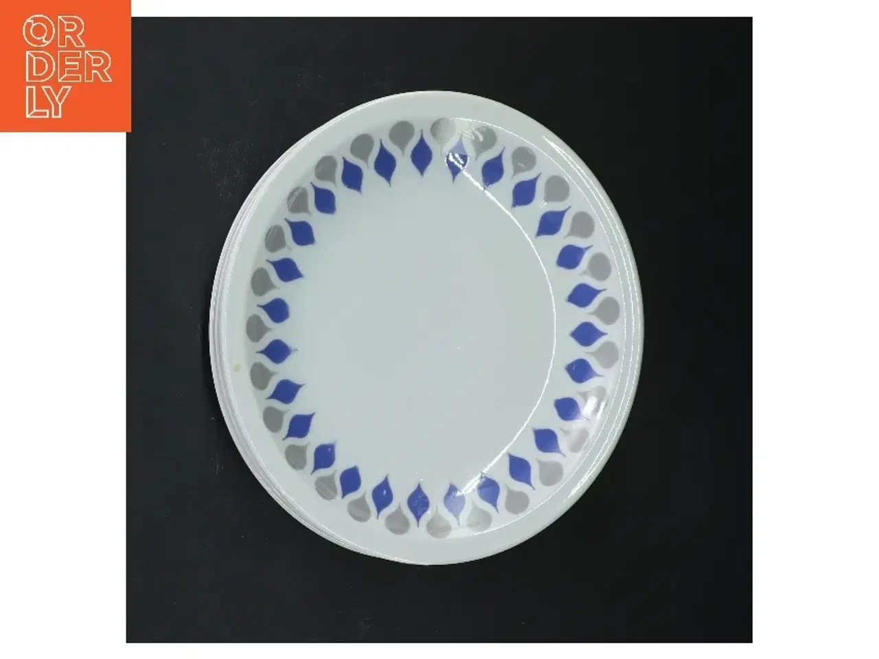 Billede 2 - Blå dråbe fra lyngby porcelæn 5 kage tallerkener tallerkener med blå og grå mønster (str. 17 cm, 5 styk cm)