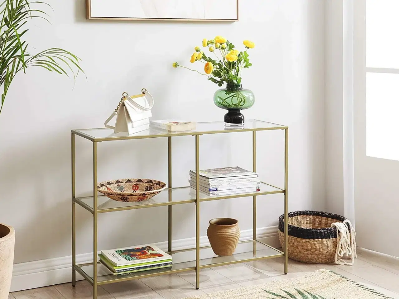 Billede 4 - Konsolbord i glas 100 × 30 × 73 cm guld