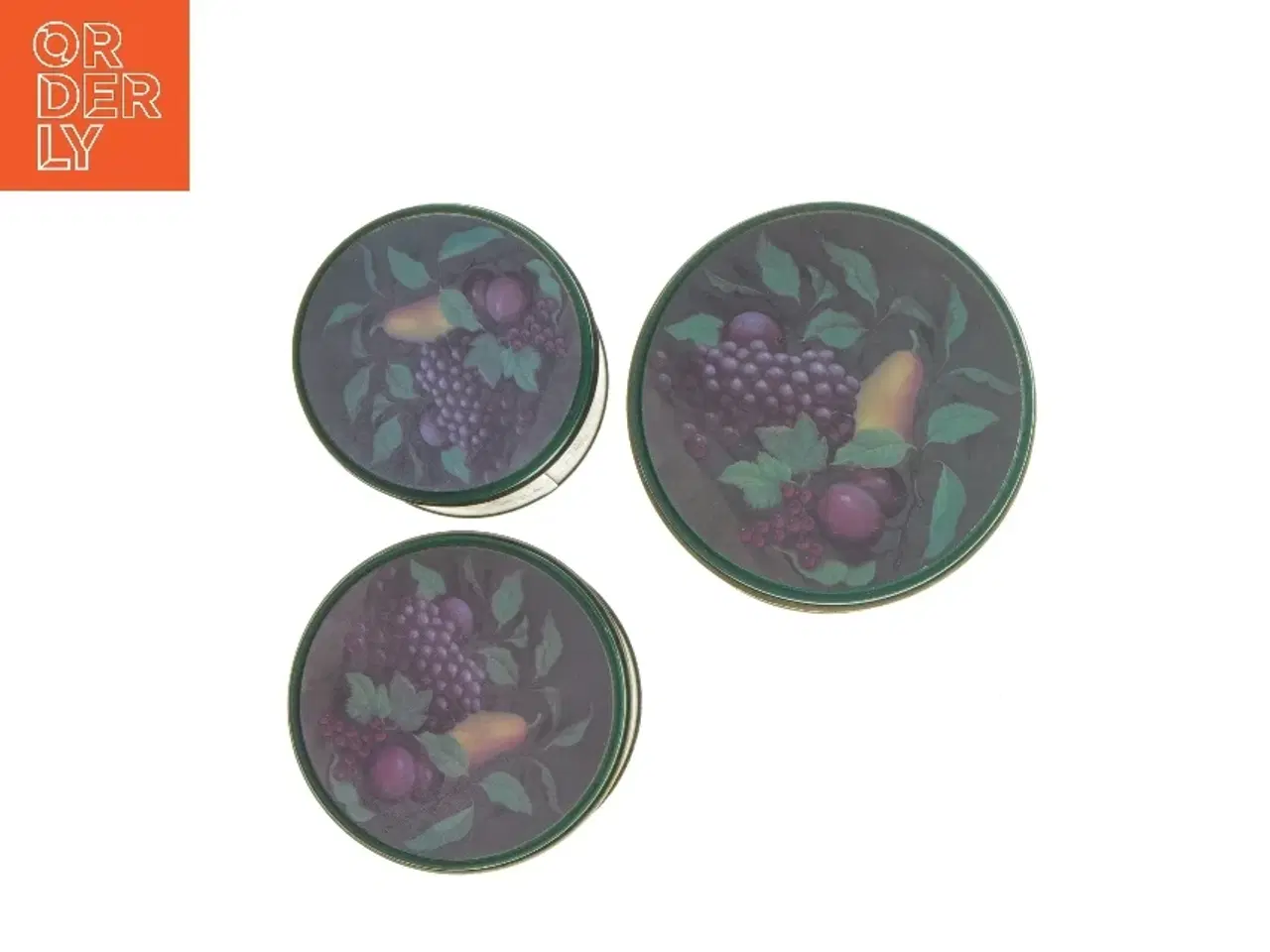 Billede 4 - Runde opbevaringsdåser med frugtprint (str. 11,5 cm og 13 cm og 13,7 cm)