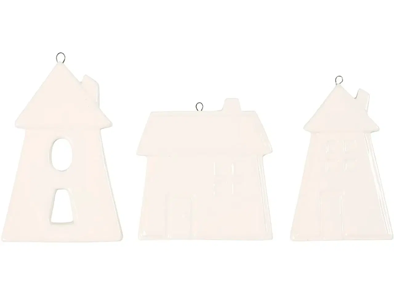 Billede 1 - Hvide Porcelænsophæng i Husform - 18 stk.