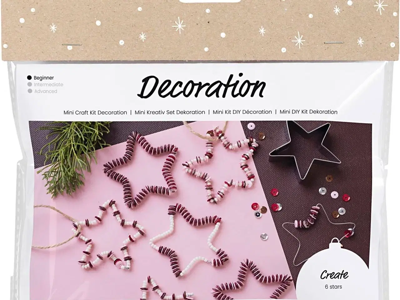 Billede 1 - Mini DIY Kit: Røde Jule Stjerner - 6 stk.