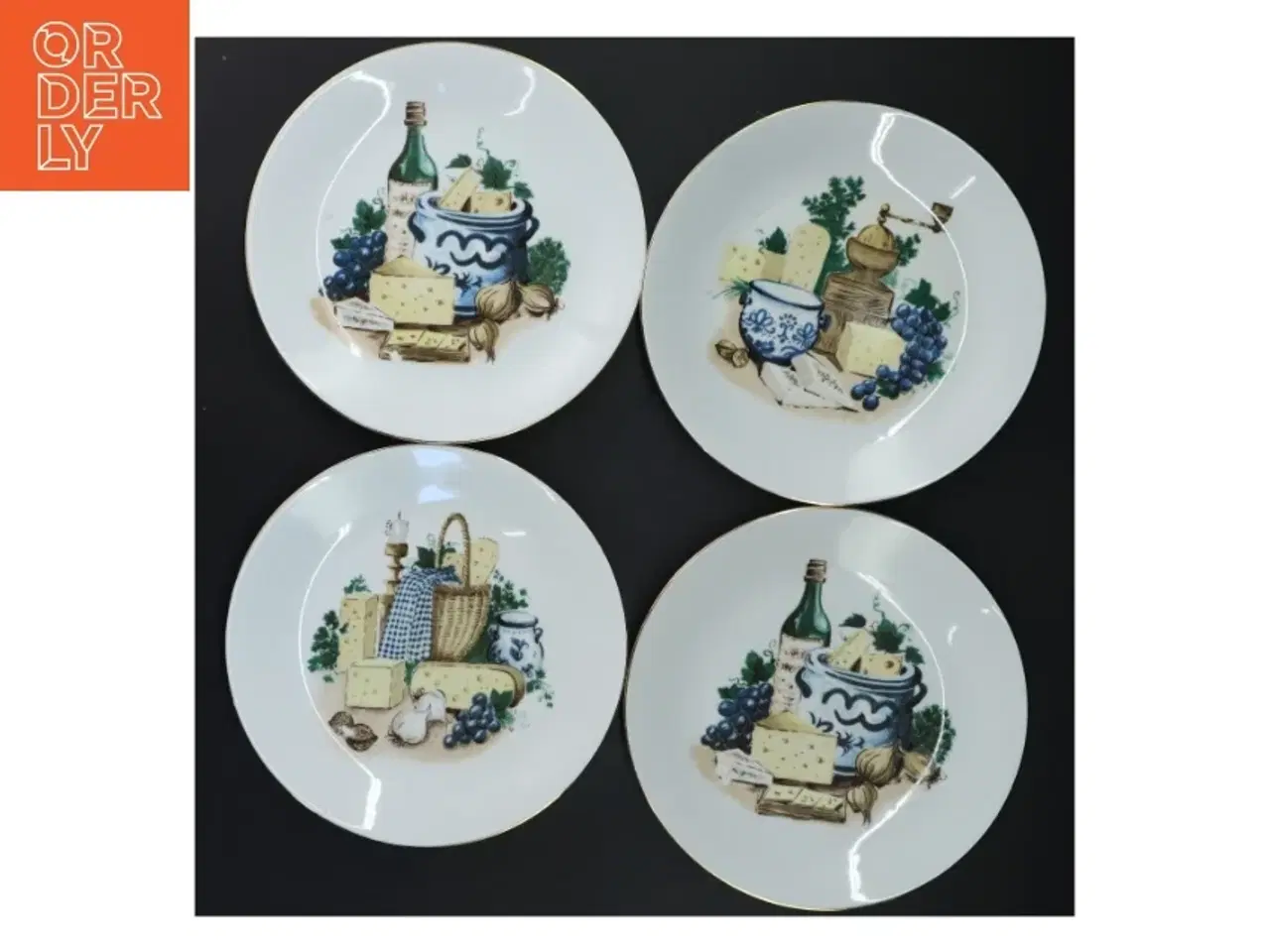 Billede 5 - Porcelæns tallerkener med oste motiv (str. Ø 19 cm)