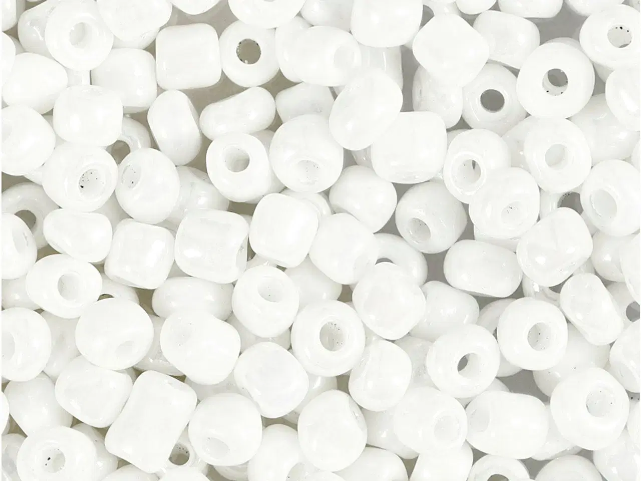 Billede 1 - Rocaiperler, diam. 4 mm, str. 6/0, hulstr. 0,9-1,2 mm, hvid perlemor, 25g/ 1 pk.