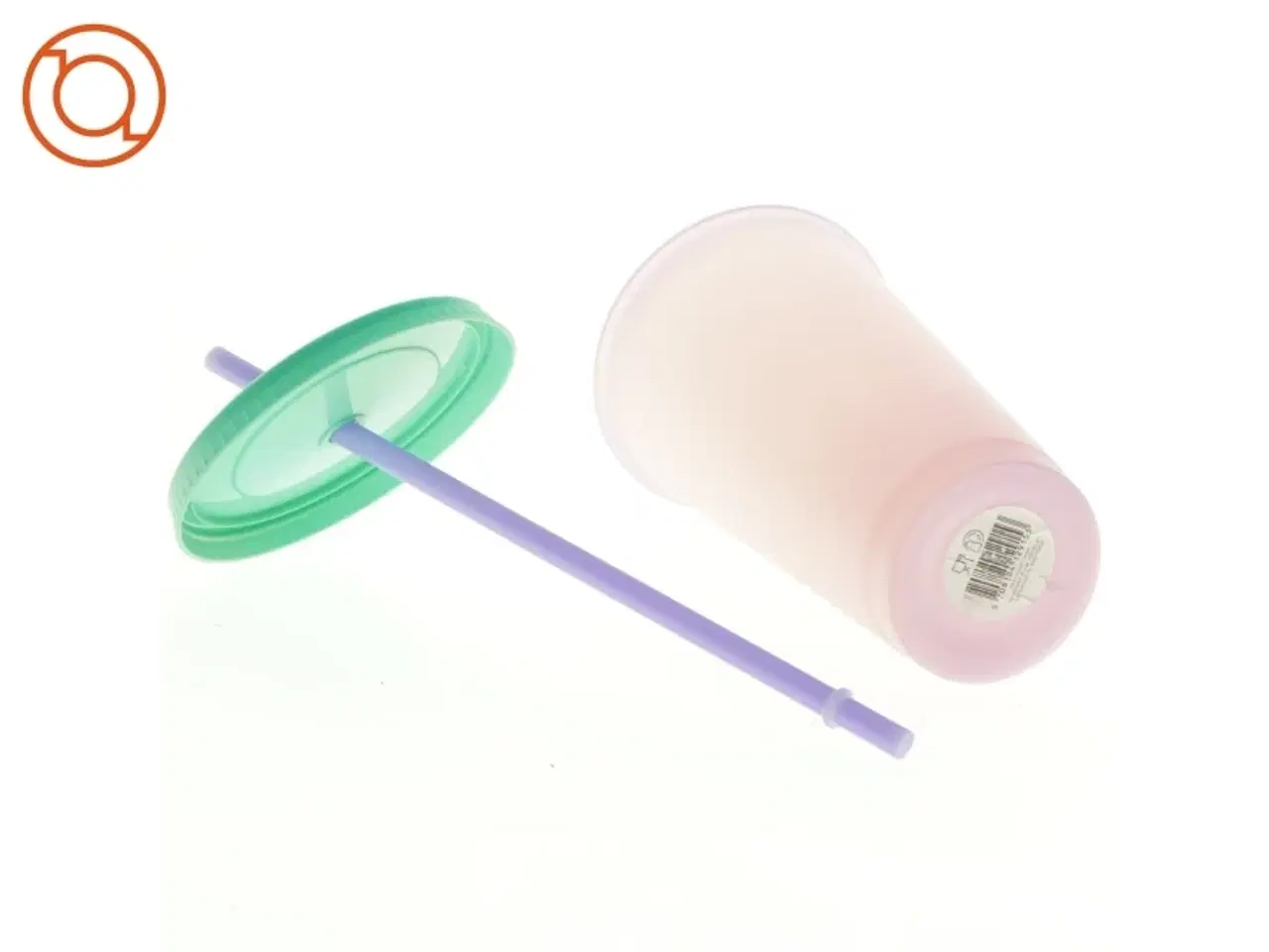 Billede 4 - Plastik drikkekop med låg og sugerør (str. 18 cm)
