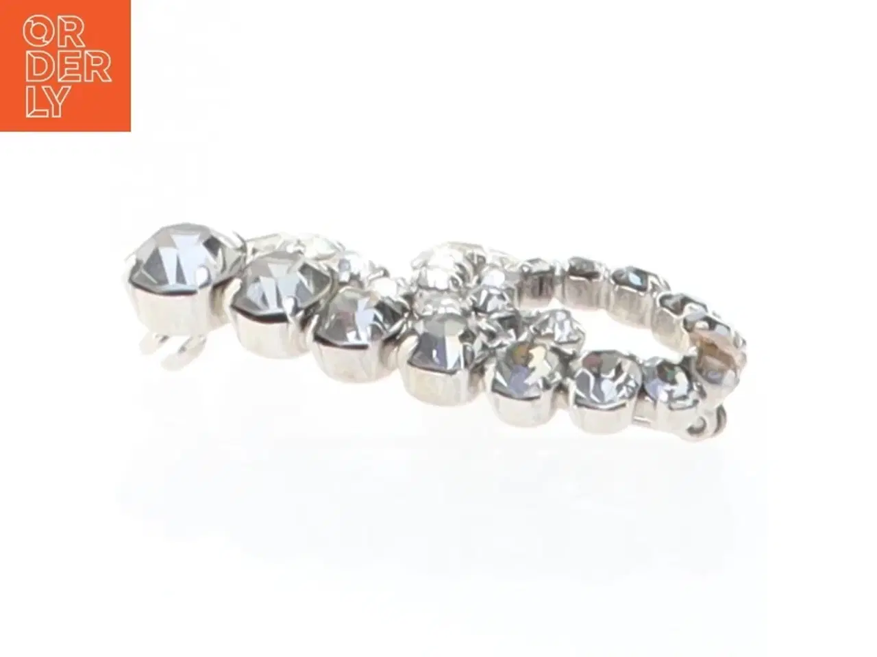 Billede 3 - Sølvfarvet broche med sten (str. 4 cm)