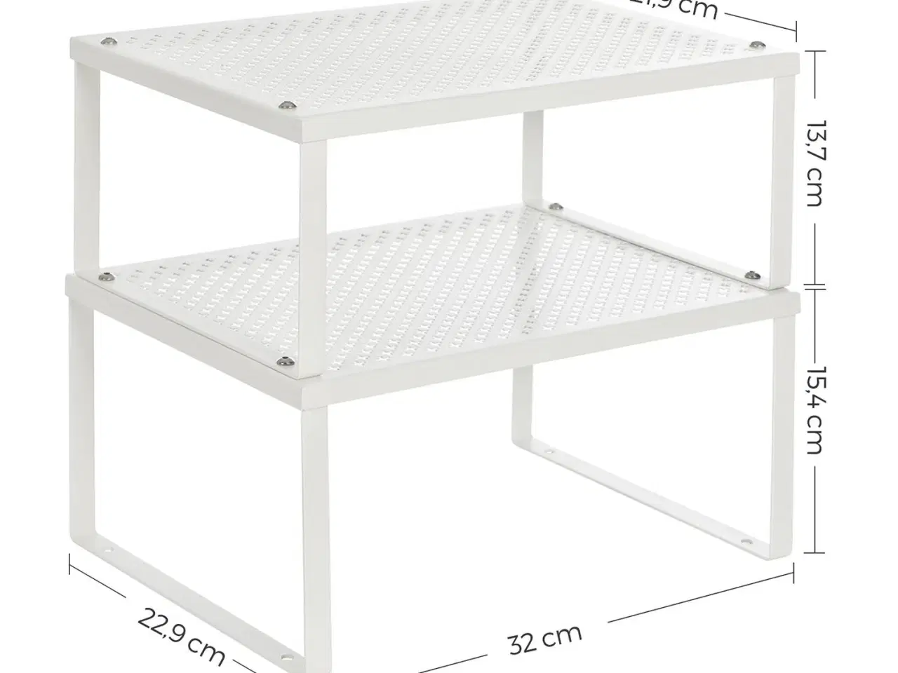 Billede 6 - Skabshylder til køkken, 4 stk. stabelbare – udvidbart sæt, hvid/sølv (UKCS01WT)
