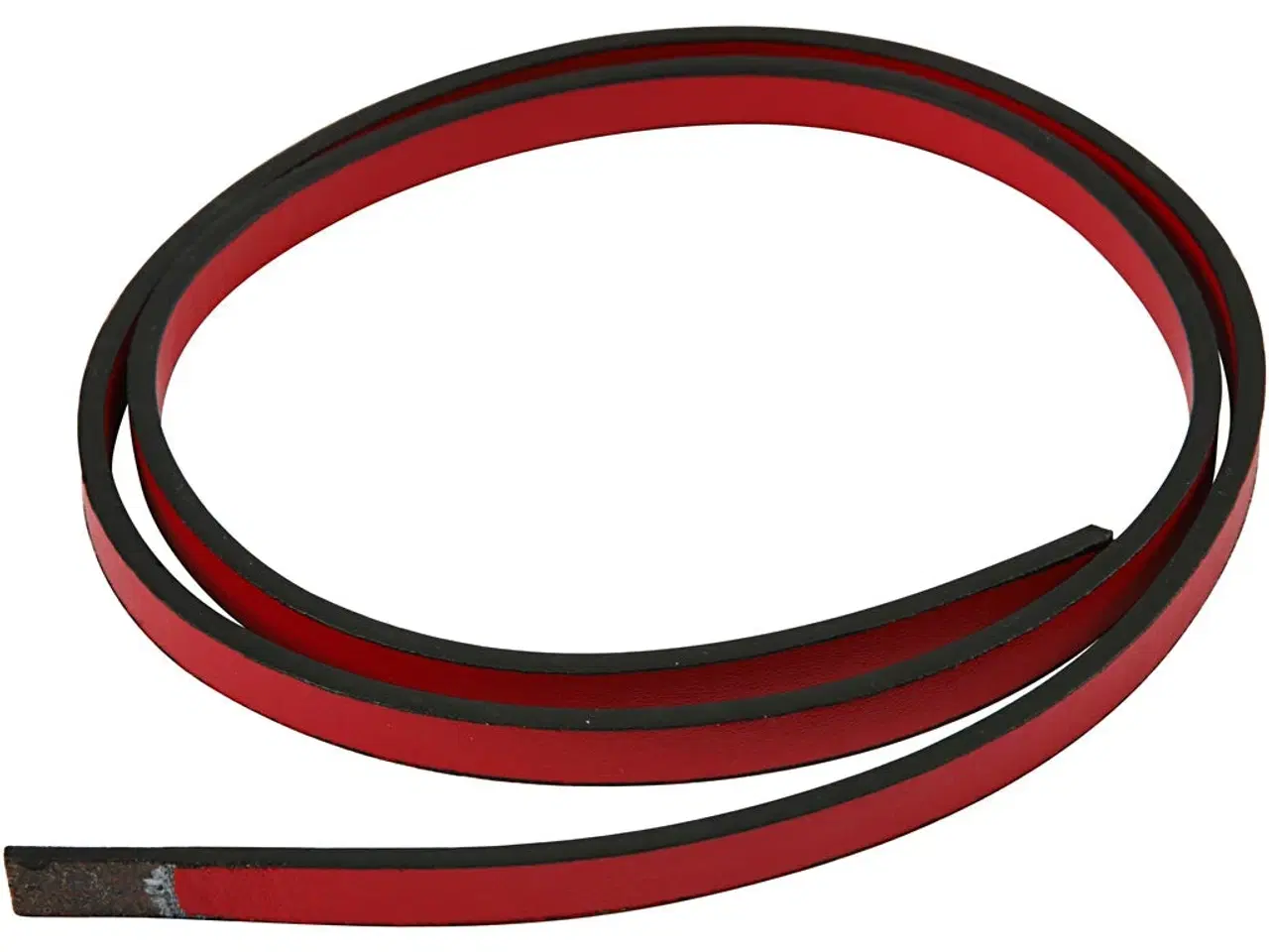 Billede 1 - Rødt Imiteret Læderbånd 10 mm x 3 mm - 1 meter