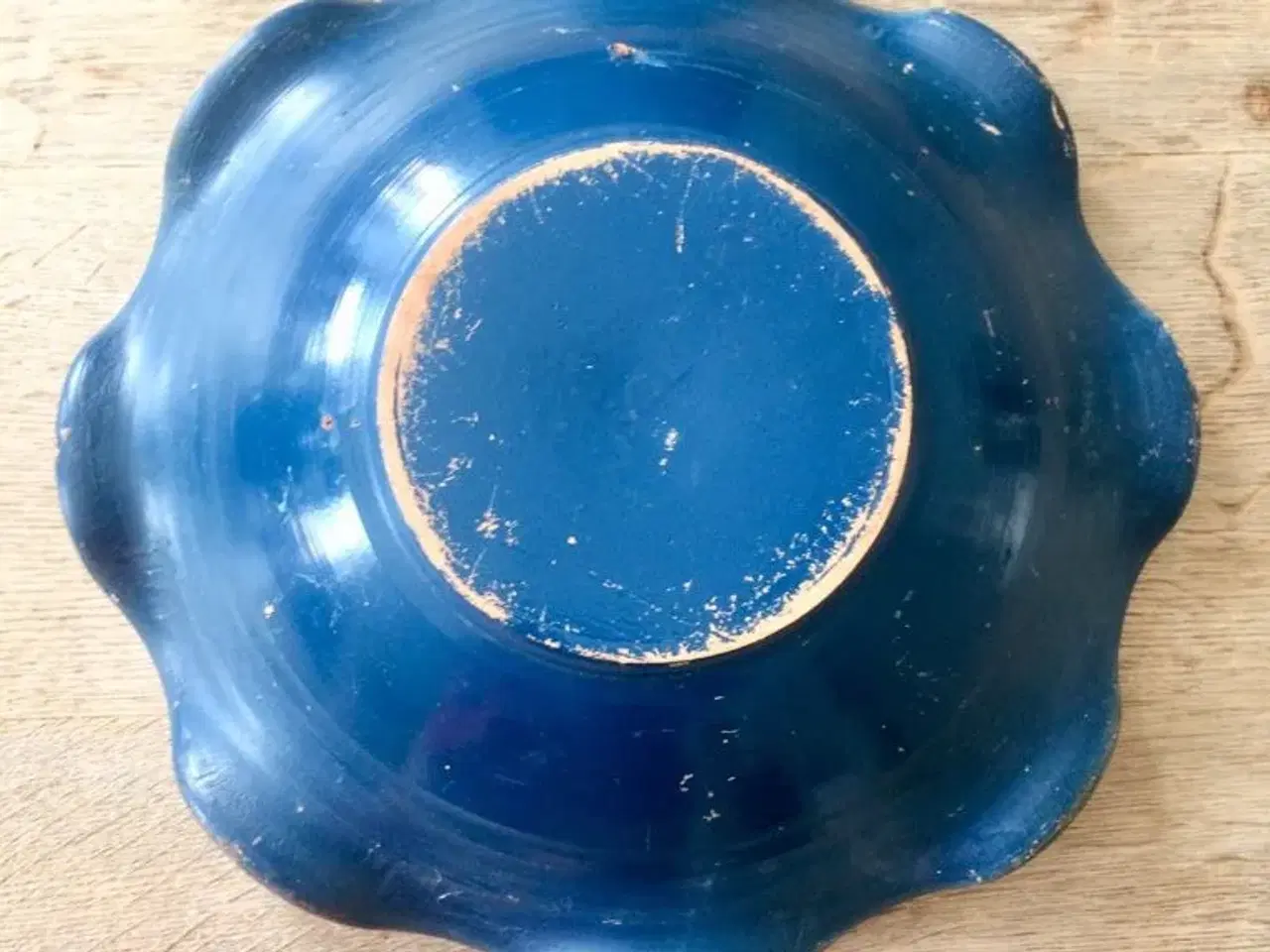 Billede 3 - Rustik skål/fad i blå/hvid - tungt