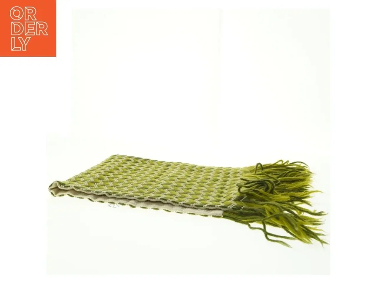 Billede 3 - Grøn og hvid vævet tørklæde (str. 77 x 31 cm)