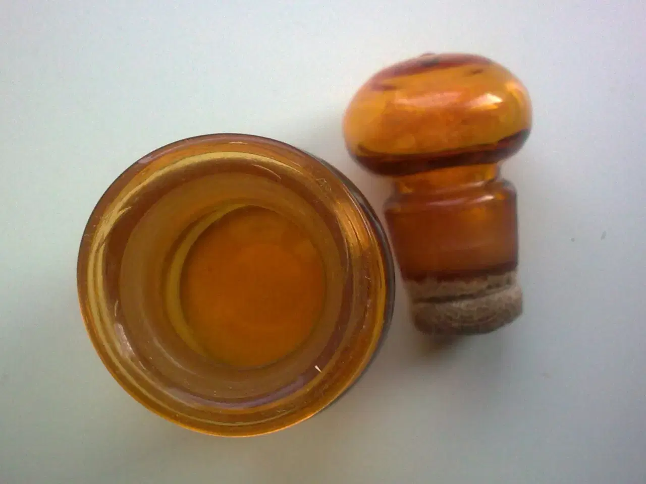 Billede 4 - Medicin glas m glaslåg HÅNDLAVET gul pilleglas