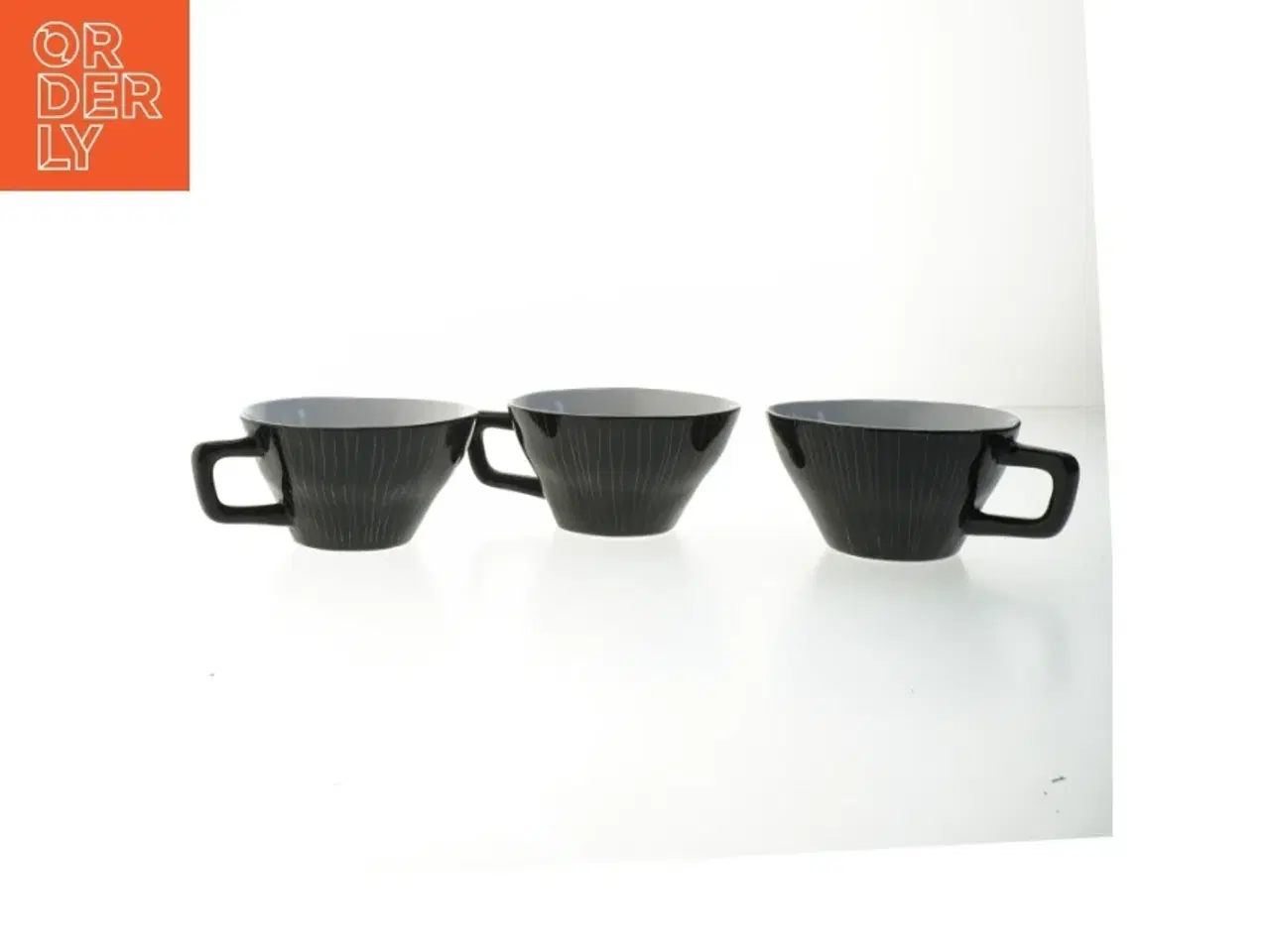 Billede 1 - Sort stribet kaffekop sæt (str. Ø 11,5 cm)