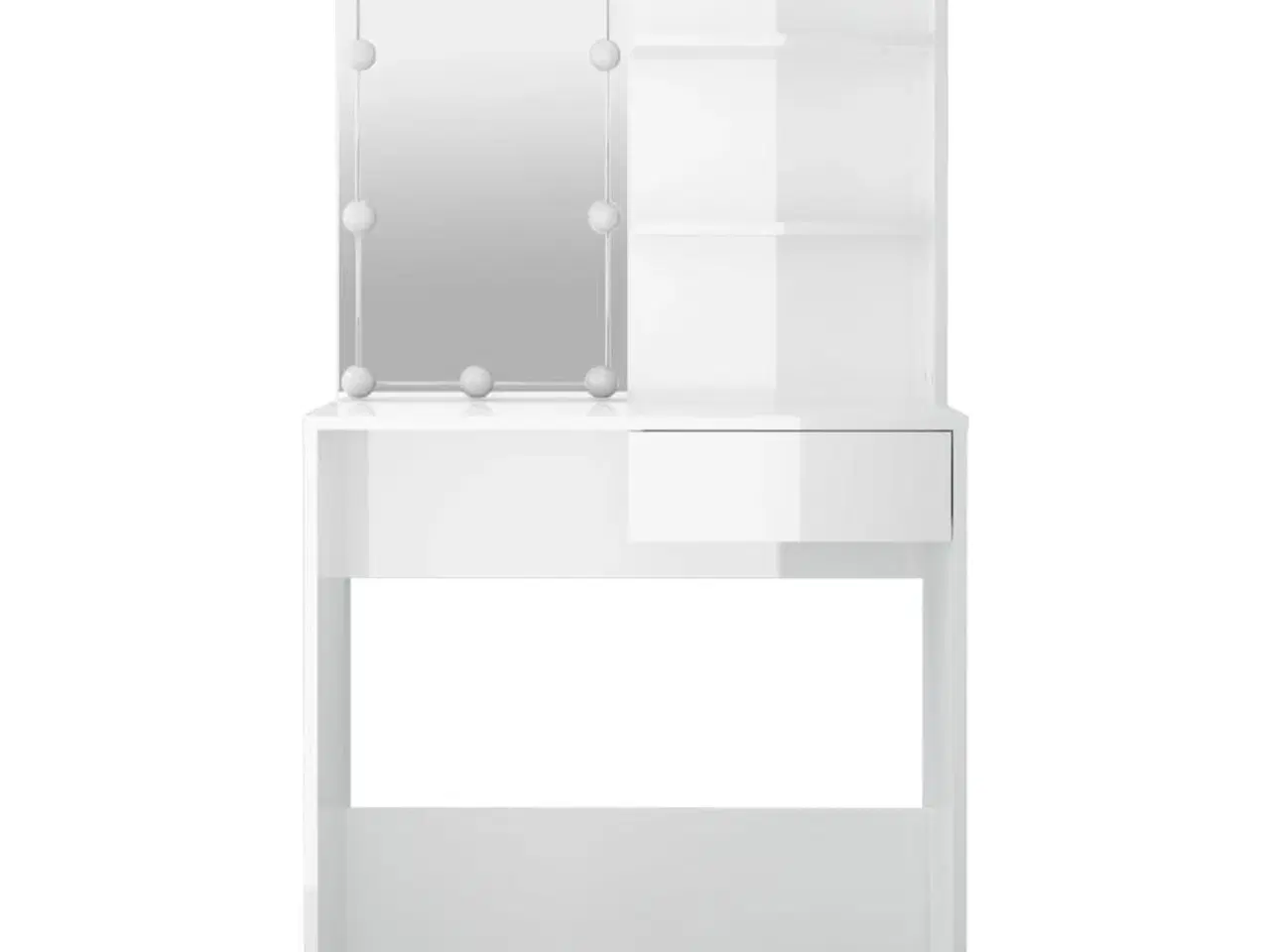 Billede 4 - Makeupbord med LED-lys 74,5x40x141 cm hvid højglans