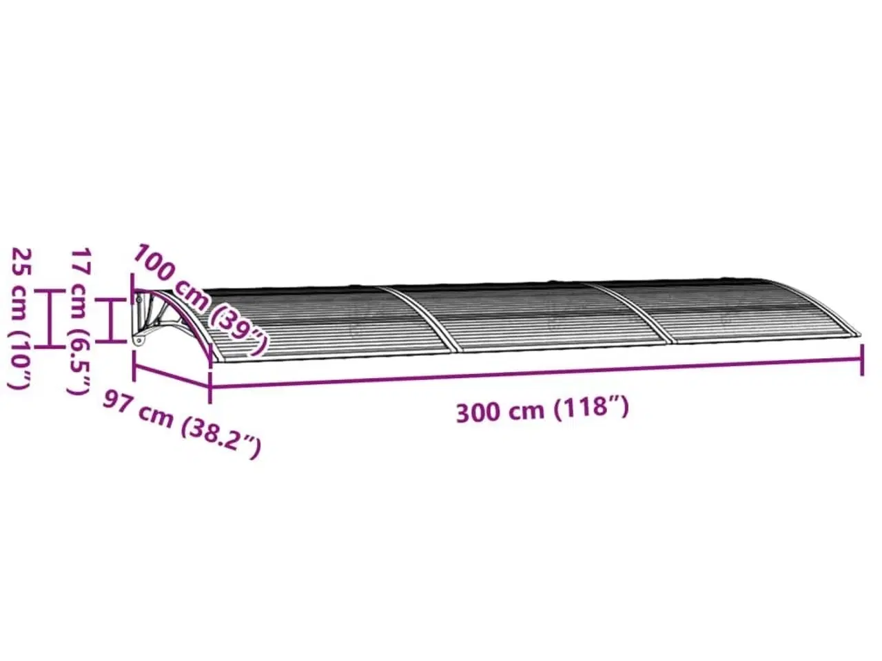 Billede 6 - Dørbaldakin 300x100 cm polycarbonat sort