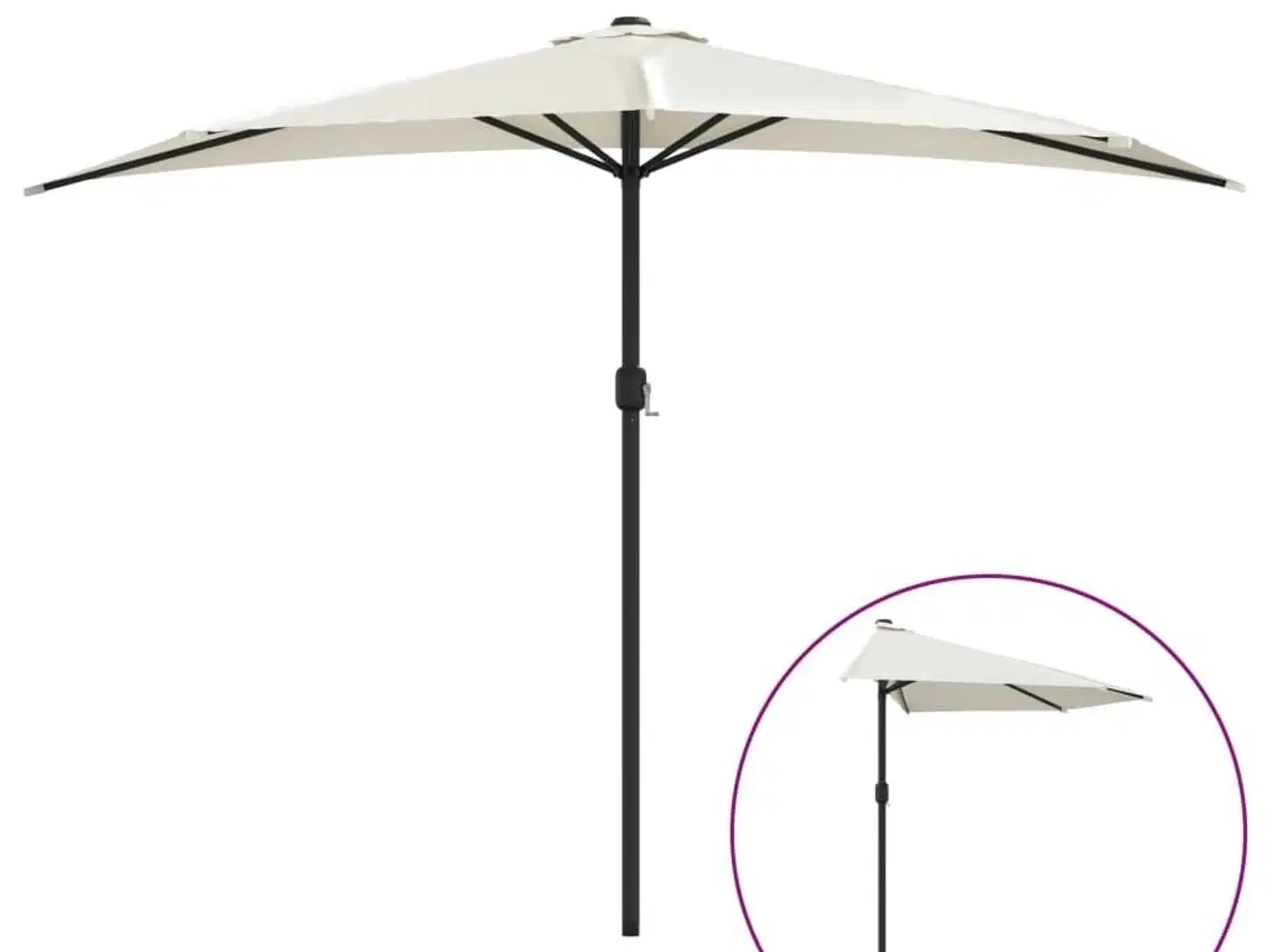 Billede 2 - Balkonparasol med aluminumsstang sandfarvet 300 x 155 cm halv