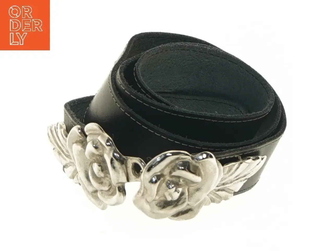 Billede 1 - Læderbælte med blomstermotiv (str. 112 cm)