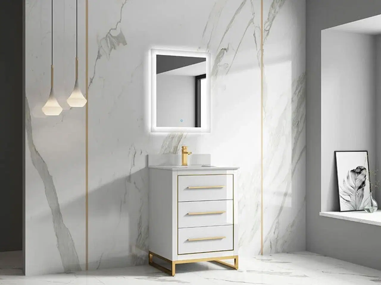 Billede 4 - Baderumsmøbel, Colombia, White, 60