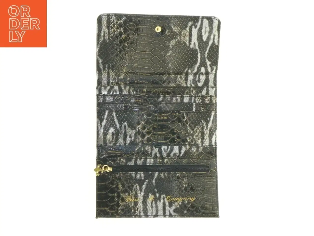 Billede 4 - Sort læderpung med krokodillemønster (str. 18,5 x 11 cm)