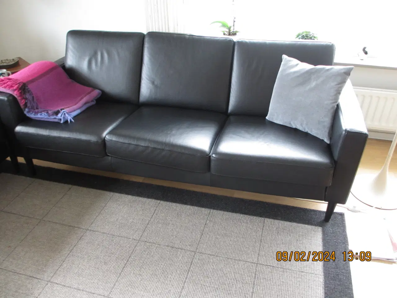 Billede 2 - sort læder sofa
