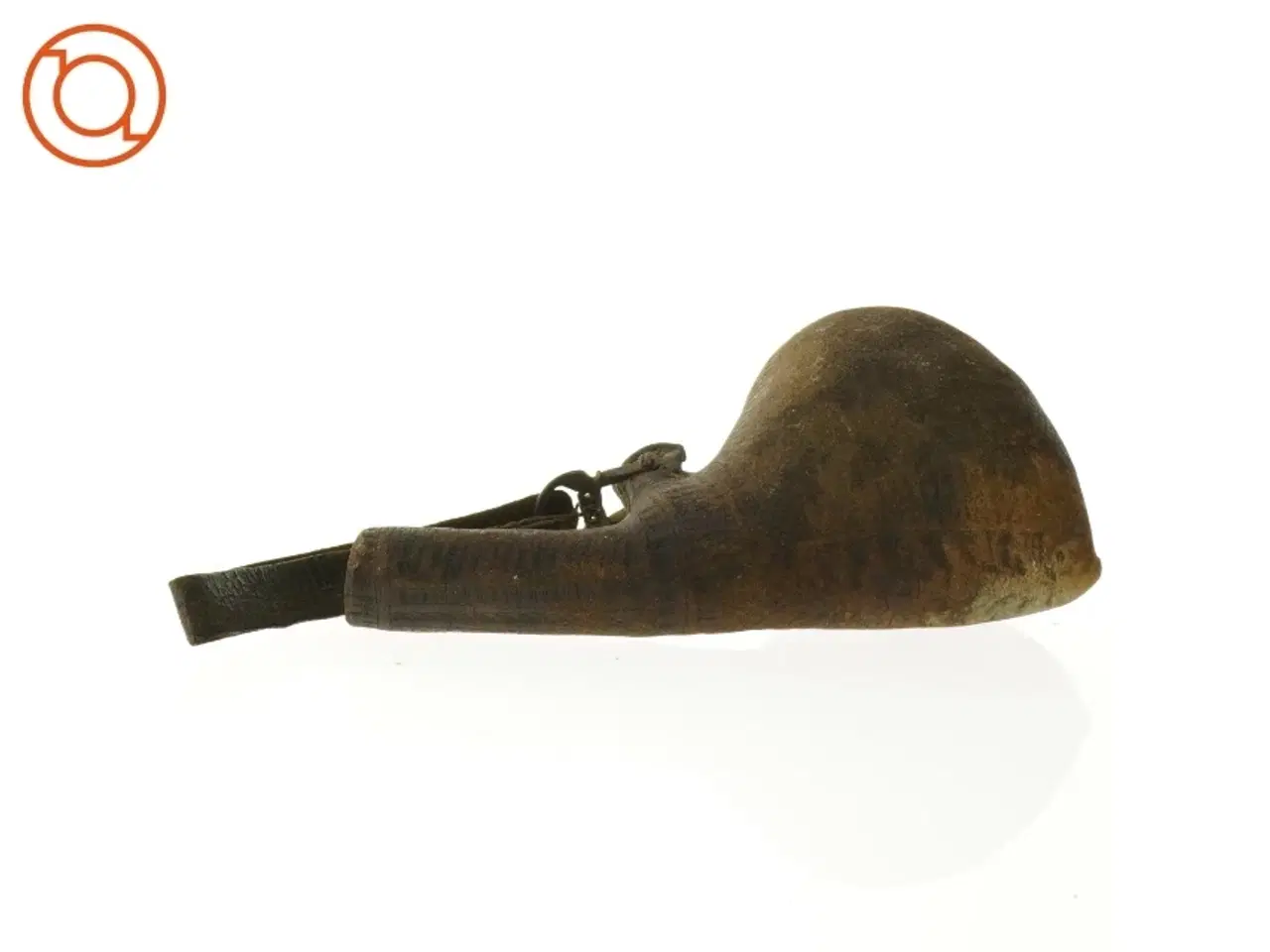 Billede 4 - Antik Læder Vand Beholder med rem (str. 23 x 9 cm)
