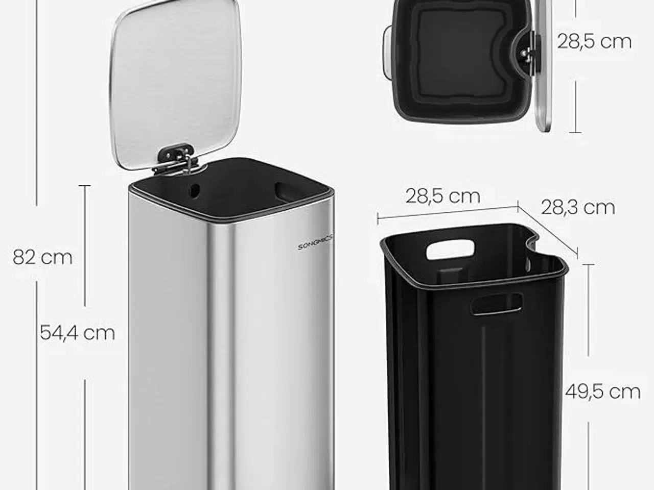 Billede 5 - Skraldespand med pedal 30 l stål, soft close, inderspand, sølv (LTB593E01)