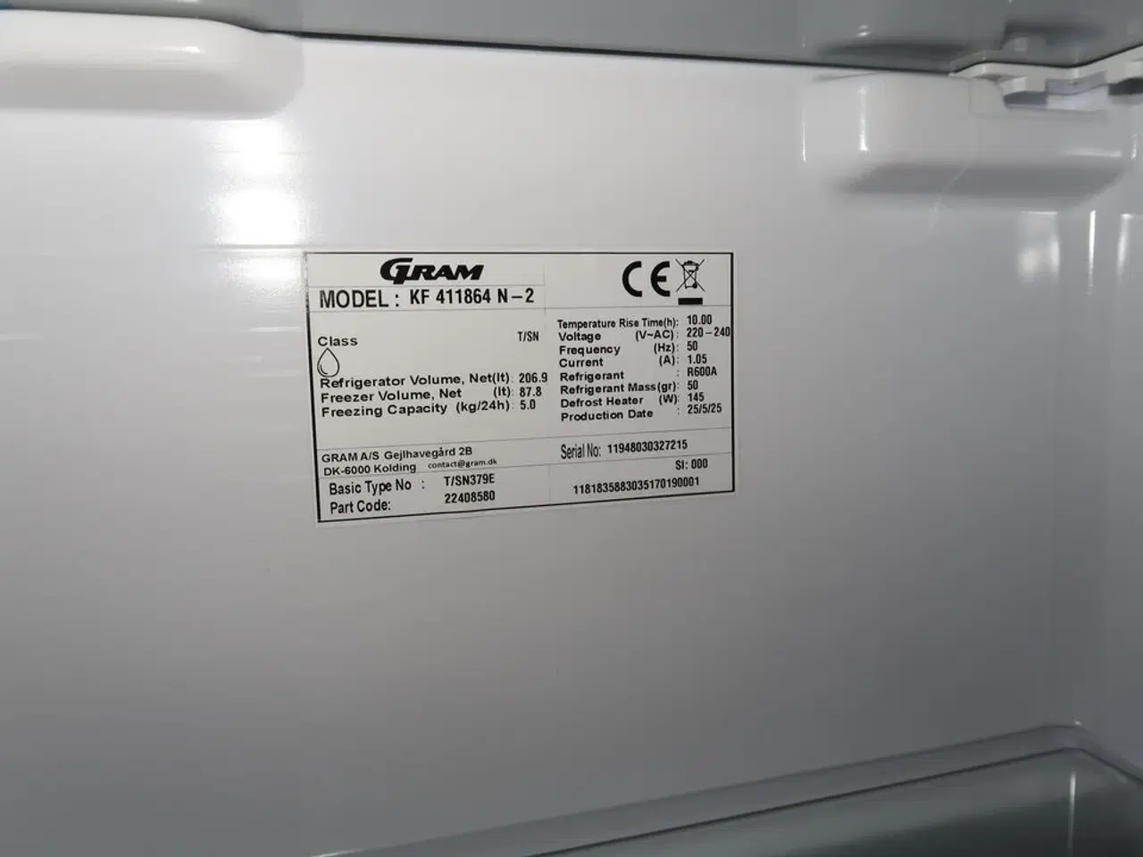 Billede 4 - Køle/fryseskab GRAM KF 411864 N-2