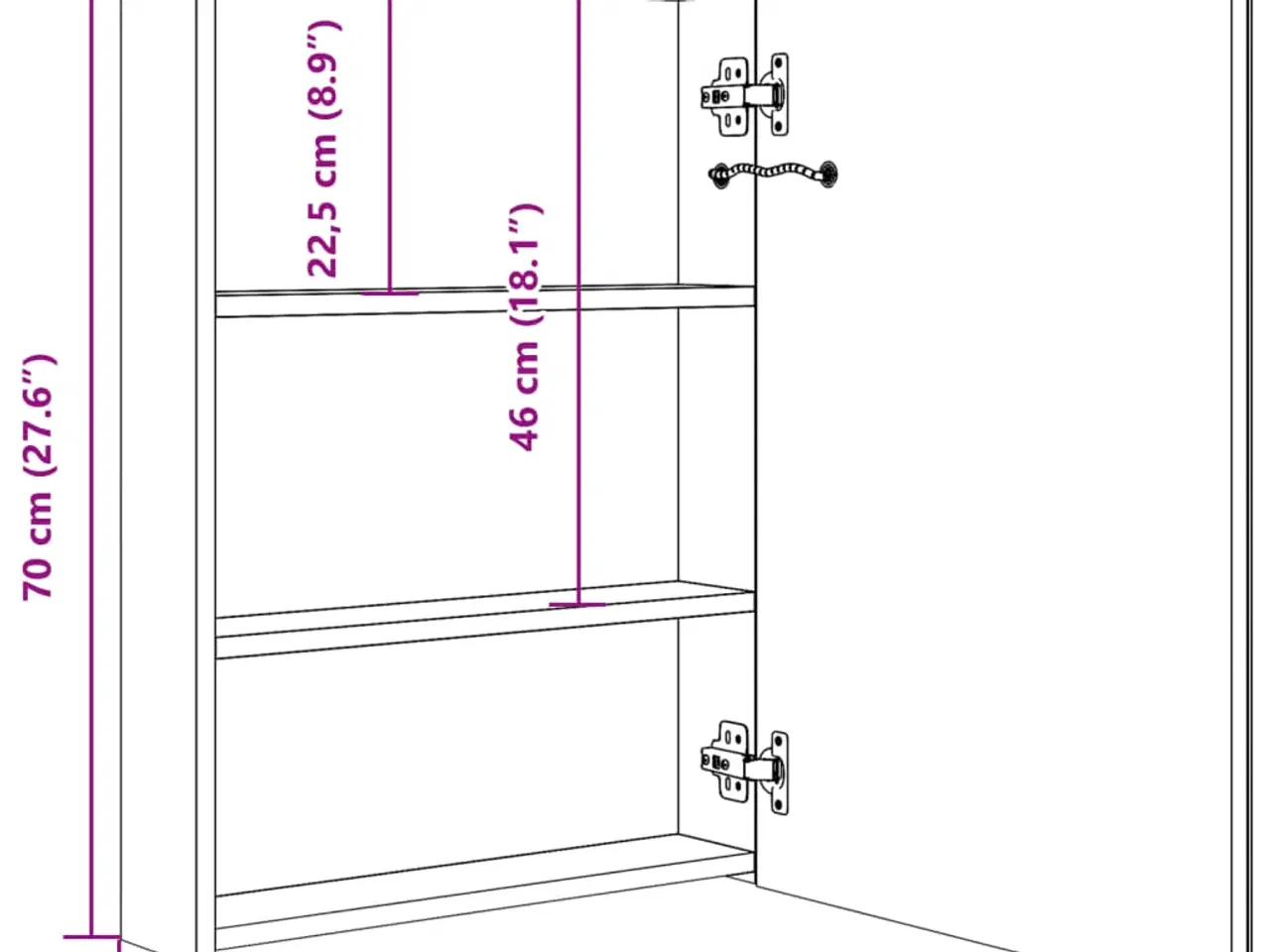 Billede 11 - Badeværelsesskab med spejl + LED-lys 50x13x70 cm