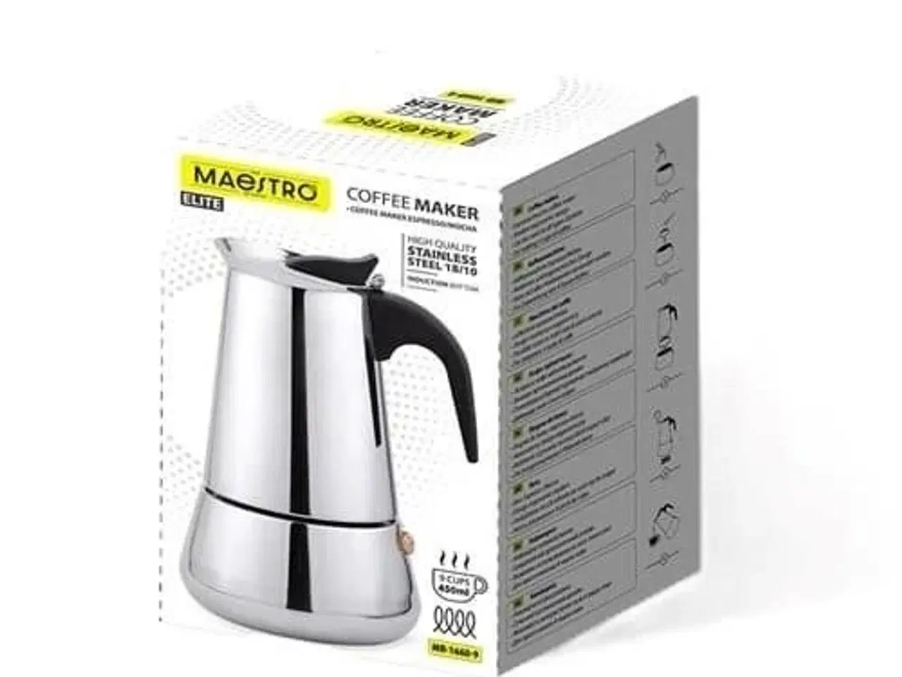 Billede 4 - Maestro Brikka Moka-kande 450 ml – sort/rustfrit stål, til induktion
