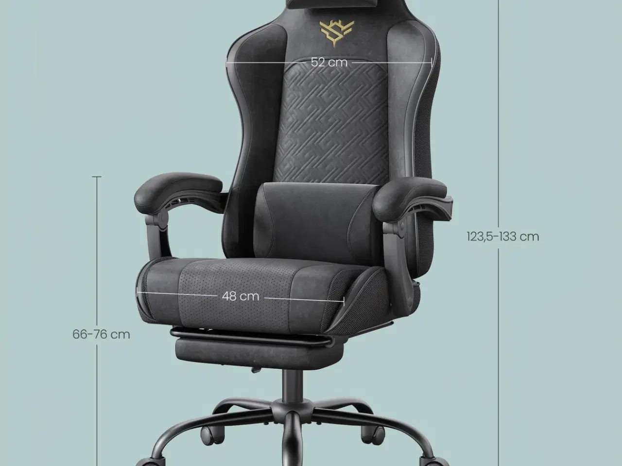 Billede 3 - Ergonomisk gamerstol med fodstøtte og fjedret sæde – ink black OBG079B01