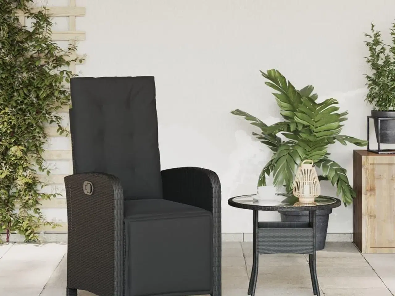 Billede 3 - Havestol med justerbart ryglæn og fodstøtte polyrattan sort