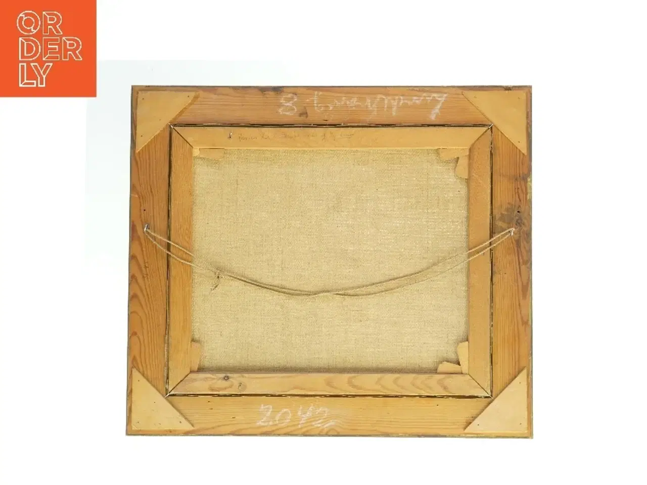 Billede 2 - Olie maleri med landsbyscene i gylden ramme (str. 55x48 cm)