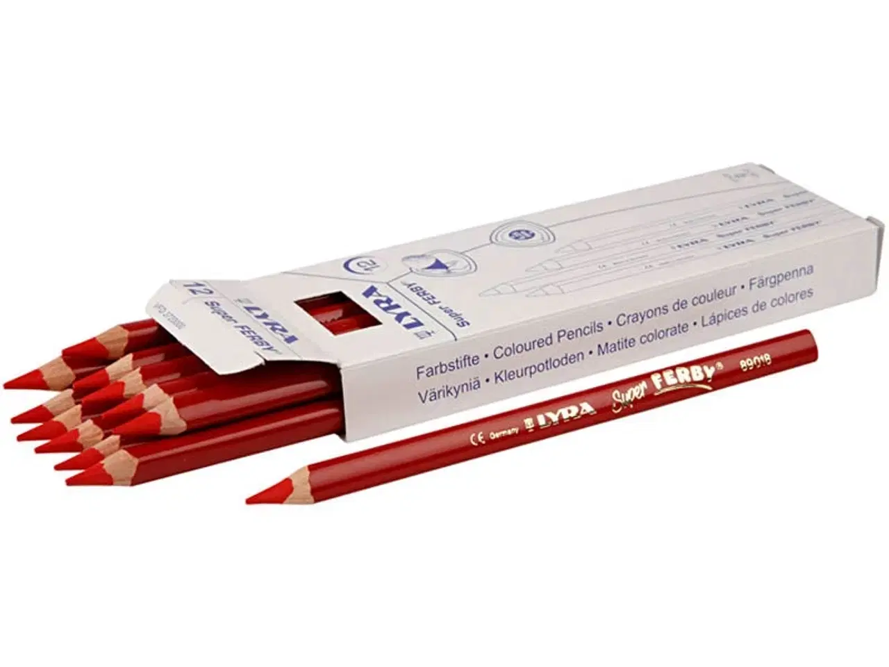 Billede 1 - Super Ferby 1 farveblyanter, L: 18 cm, mine 6,25 mm, rød, 12stk./ 1 pk.
