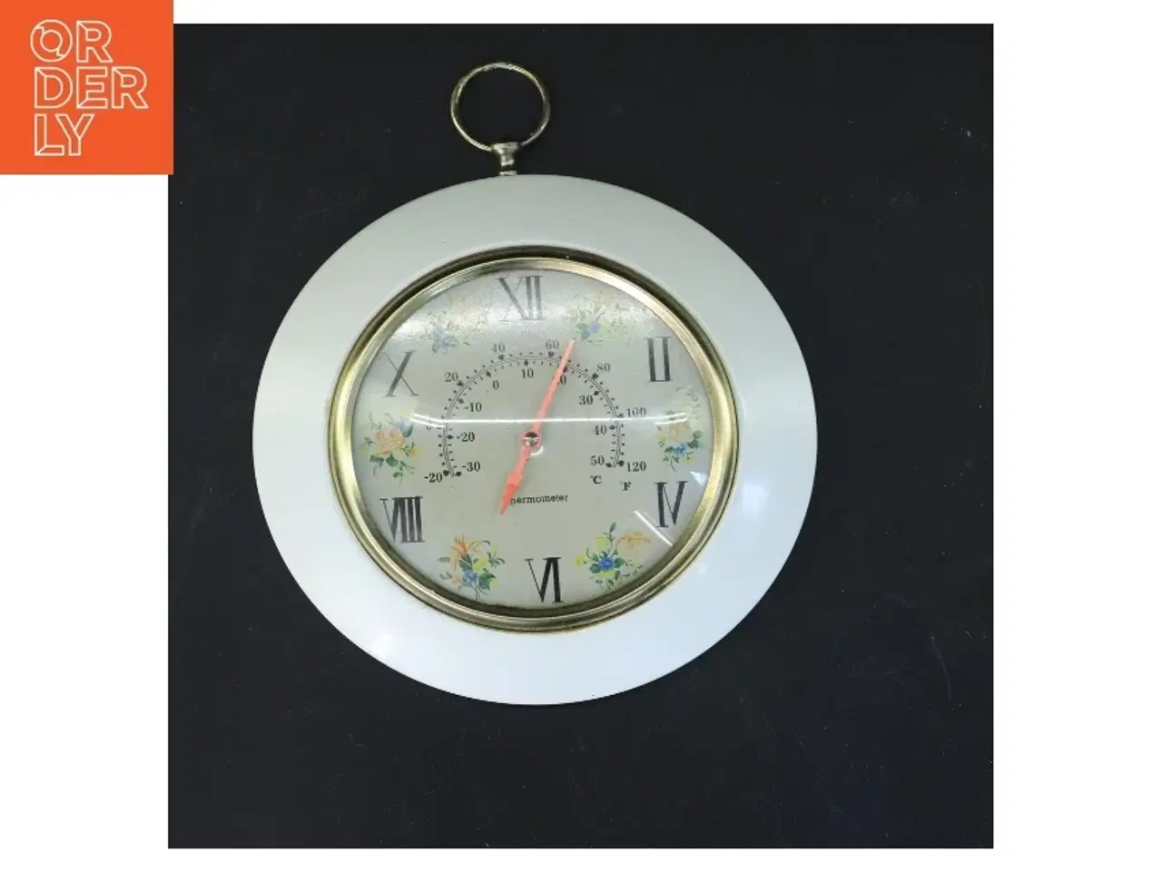 Billede 1 - Væghængt termometer og ur (str. Ø 17 cm)