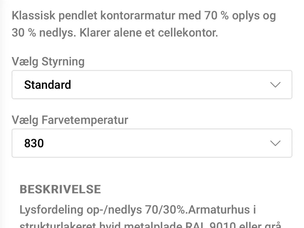 Billede 2 - Lys armatur til hjemmekontor.