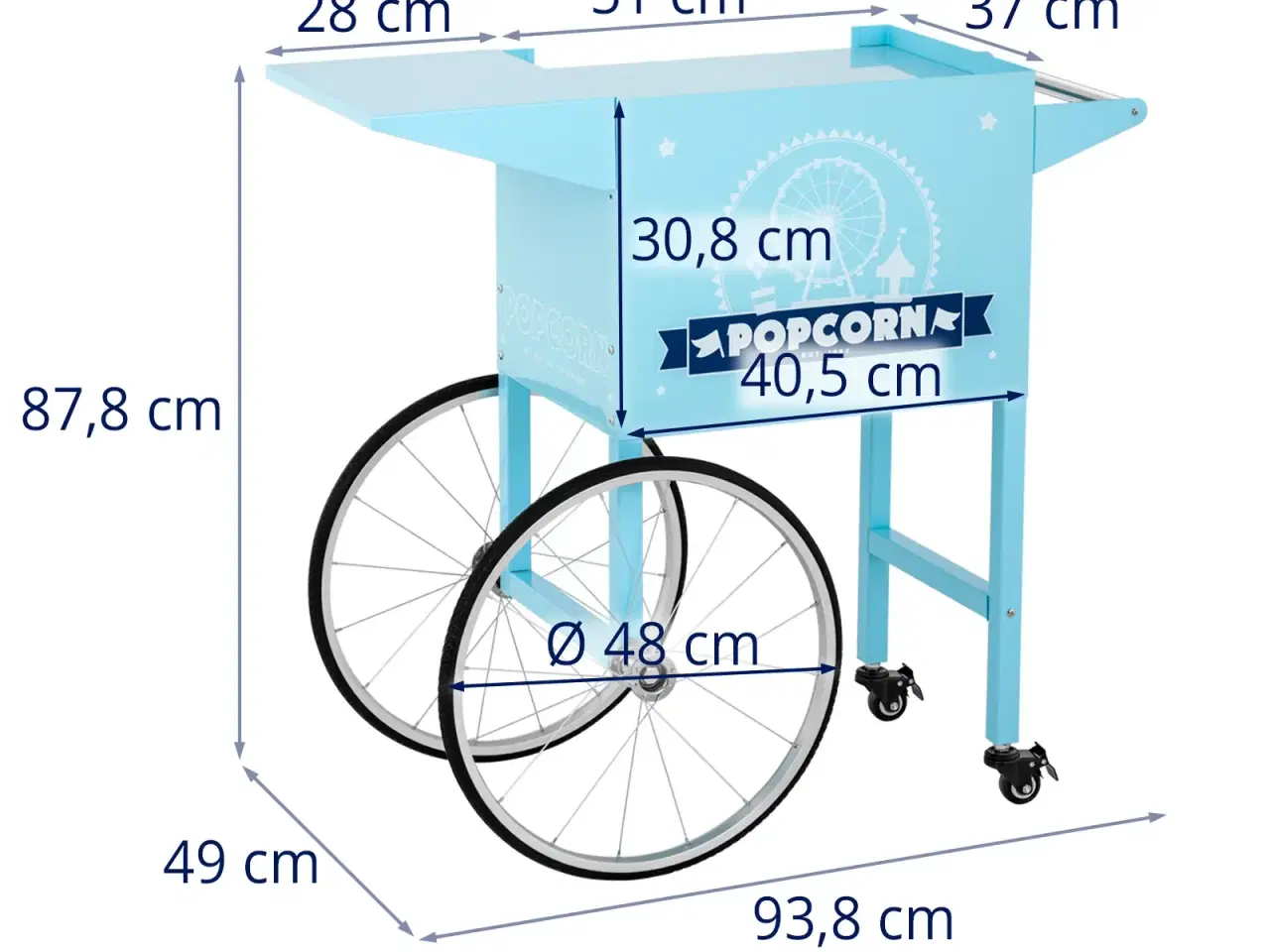 Billede 6 - Vogn til popcornmaskine – blå – 93 x 48 x 88.5 cm