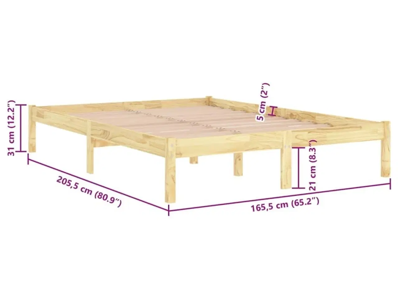 Billede 8 - Sengeramme 160x200 cm massivt fyrretræ