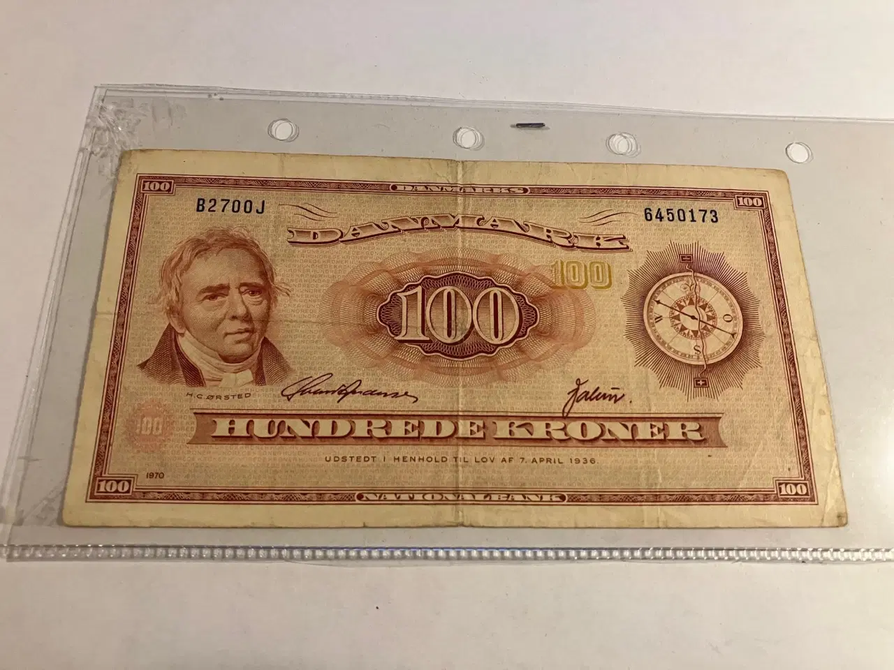 Billede 1 - 100 Kroner 1970 OJ erstatningsseddel