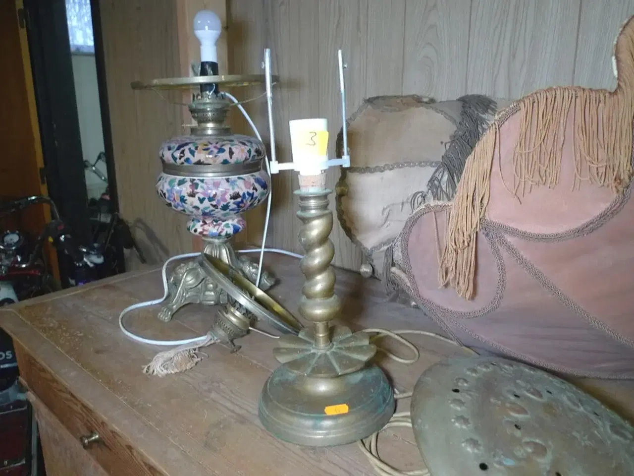 Billede 4 - Messing, 2 stk. lamper, kaffekande og sengevarmer, balancevægt