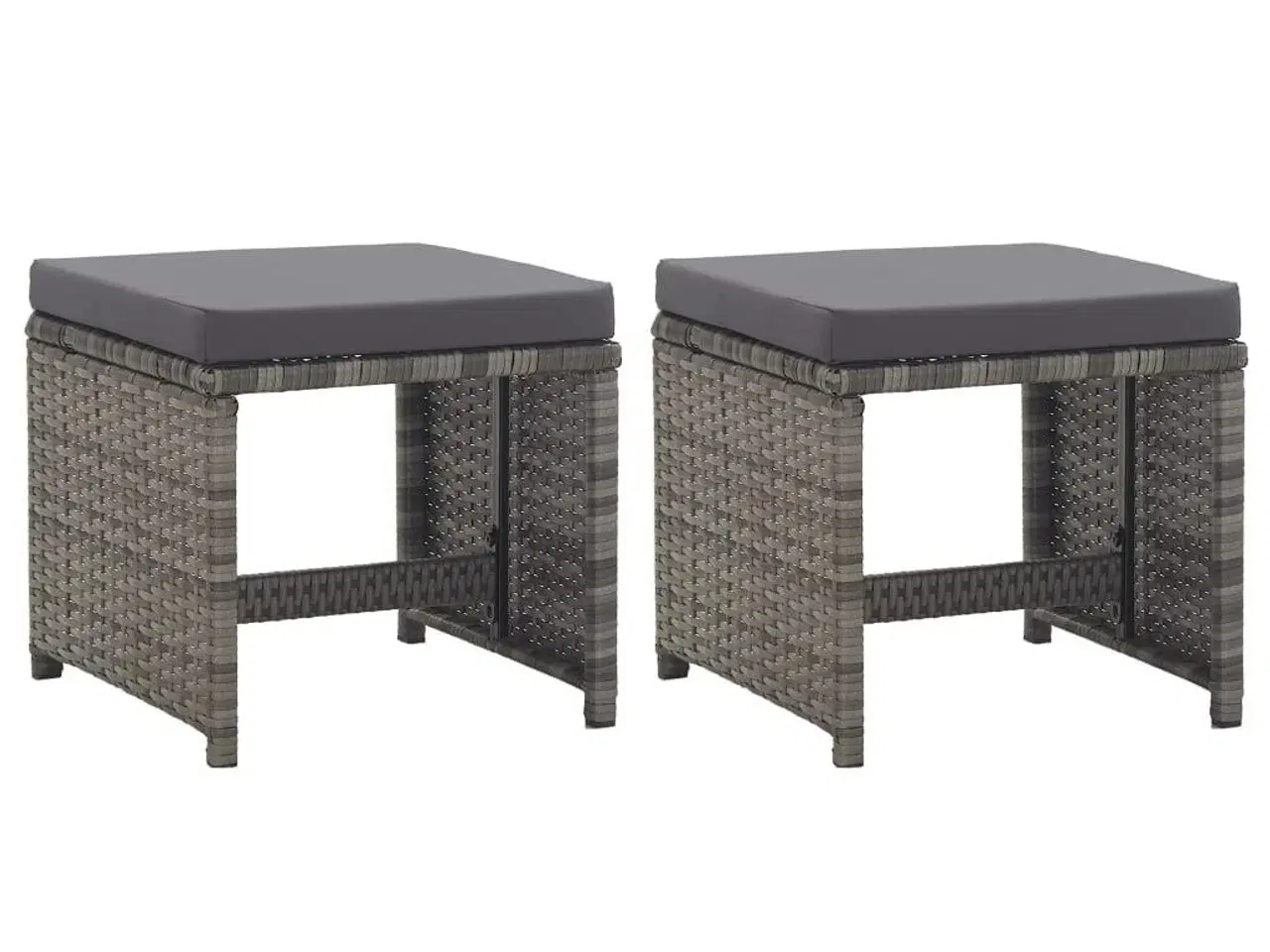 Billede 1 - Havetaburetter 2 stk. med hynder polyrattan antracitgrå
