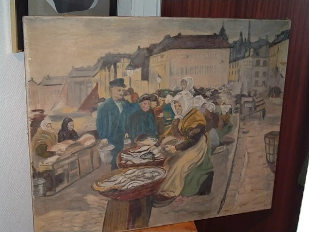 Billede 1 - Oliemaleri af "Fiskekoner ved Gl. Strand"