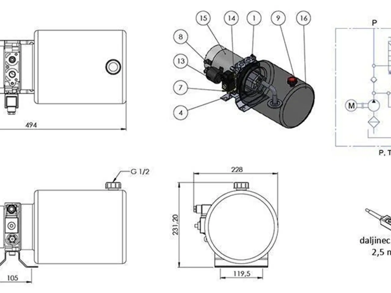 Billede 2 - MINI HYDRAULIKAGGREGAT 12V eller 24V - EV & DV