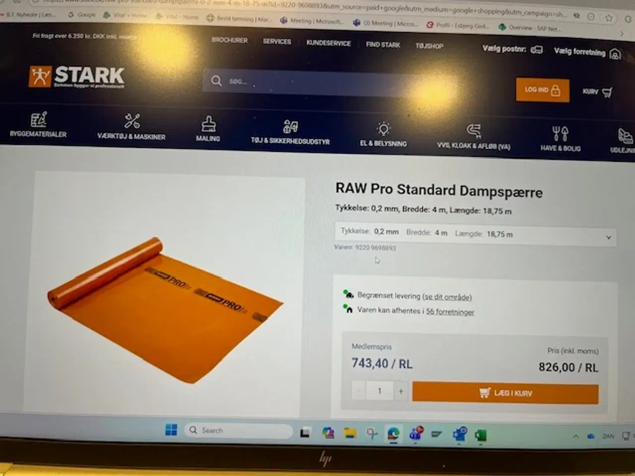 Billede 1 - Raw Standart Dampspærfolie 0.20 A:75m2 B: 2,15m35m