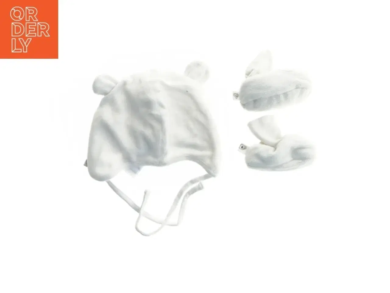 Billede 2 - Hvid babyhue og vanter fra H&M (str. 56)