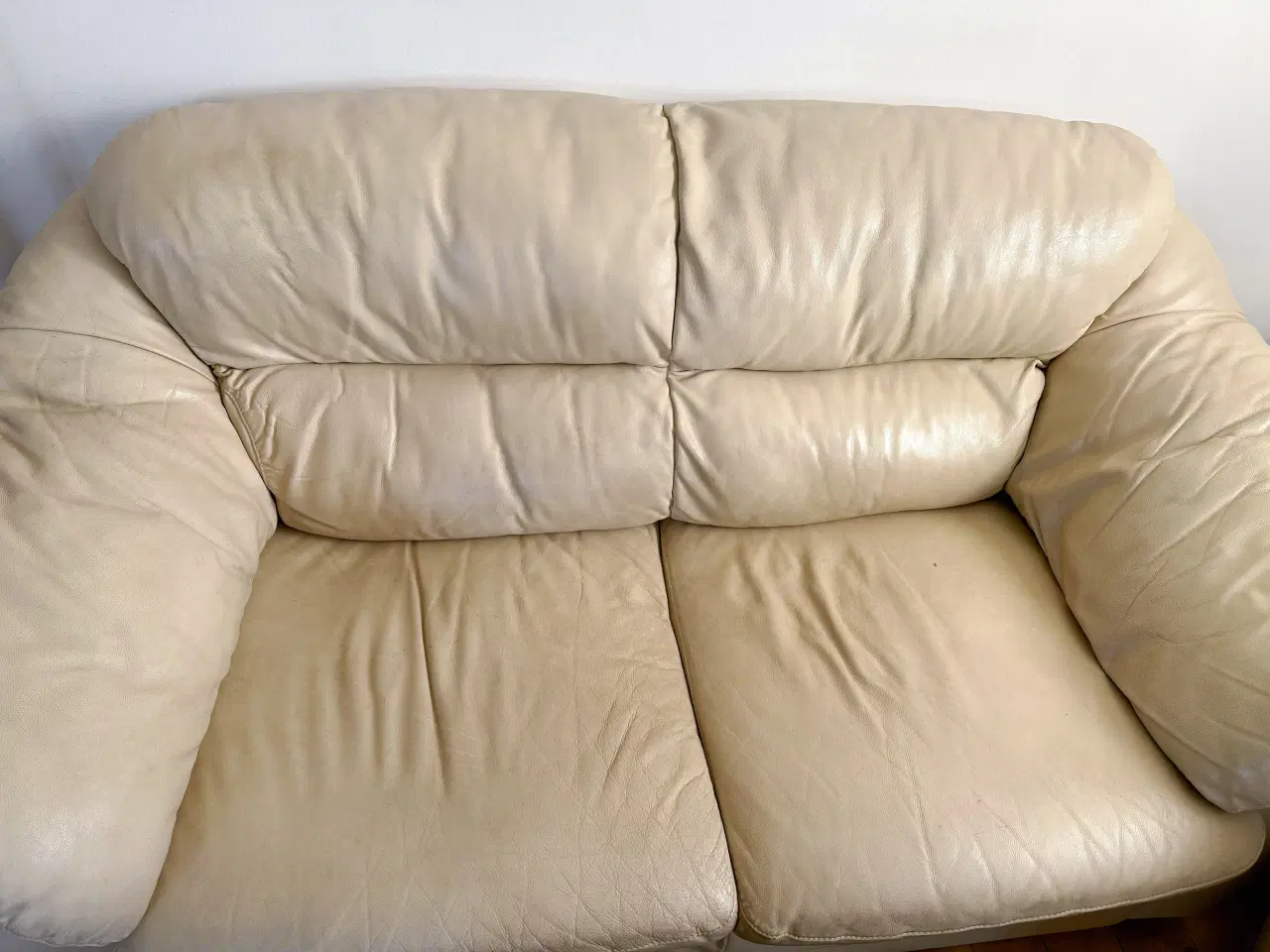 Billede 3 - Ægte læder sofagruppe 3+2 pers. – cremet beige 