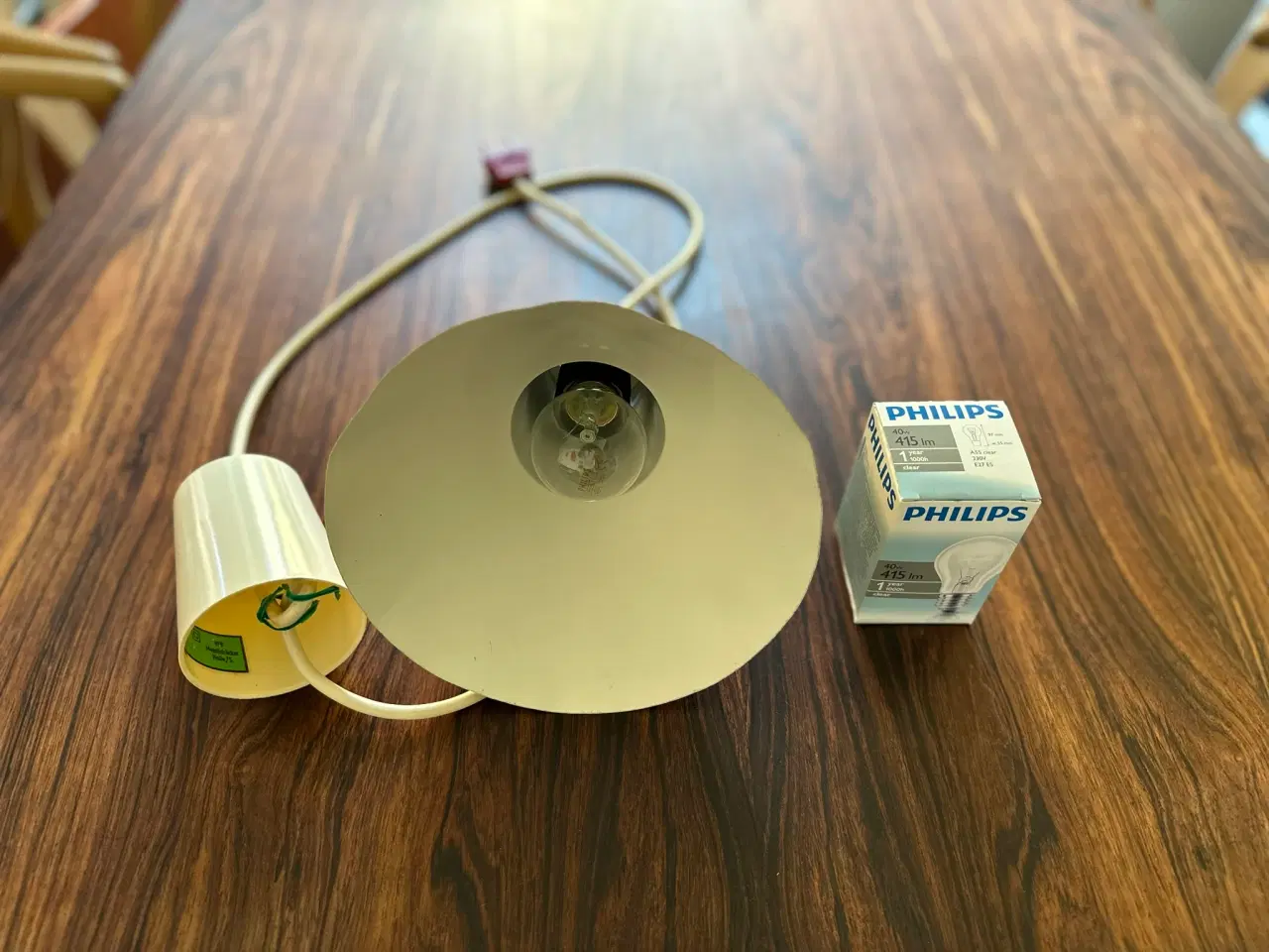 Billede 5 - Gul retro pendel / loftlampe med flot patina