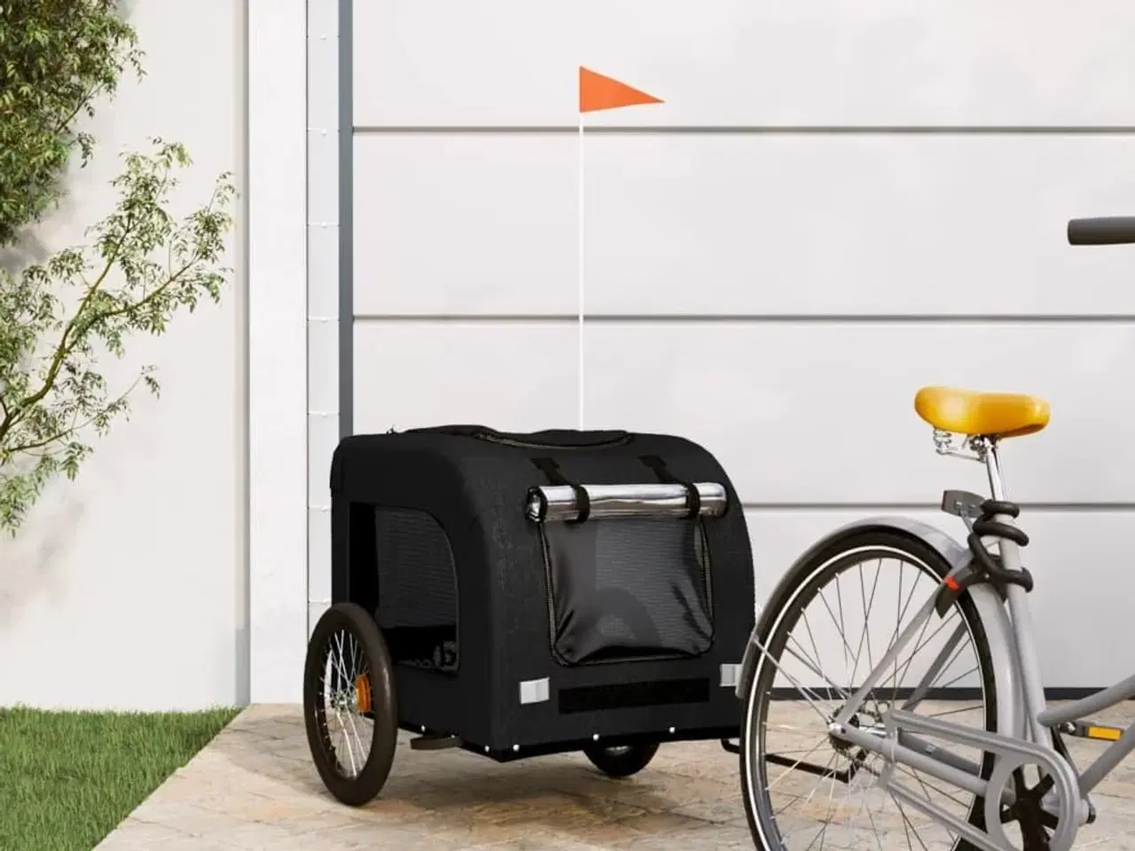 Billede 1 - Cykeltrailer til kæledyr oxfordstof og jern sort